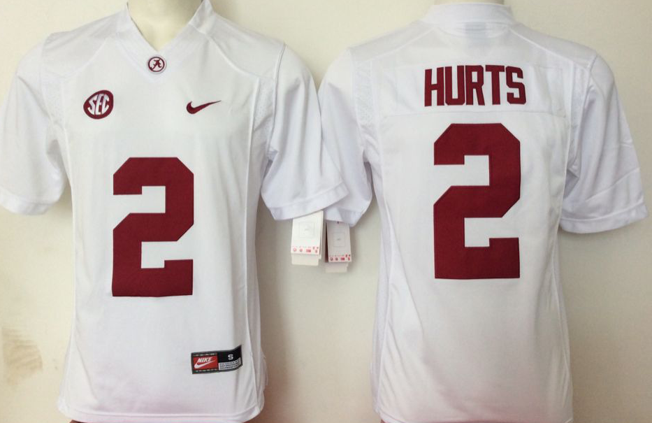 NCAA Men Alabama Crimson Tide white #2 Hurts style 2